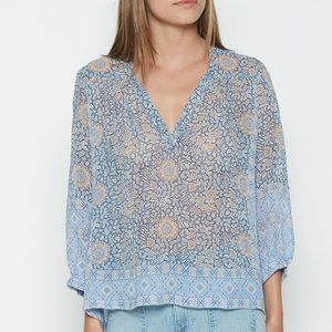 Joie Floral Pattern 100% Silk Sheer Top Size M